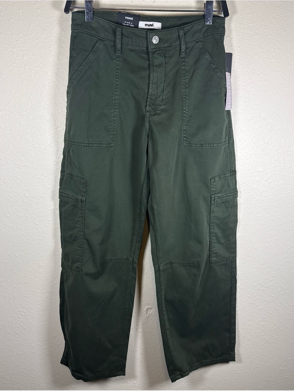 Mavi Vinnie Barrel Leg Cropped Twill Cargo Pants Green 24x27 High Rise Baggy